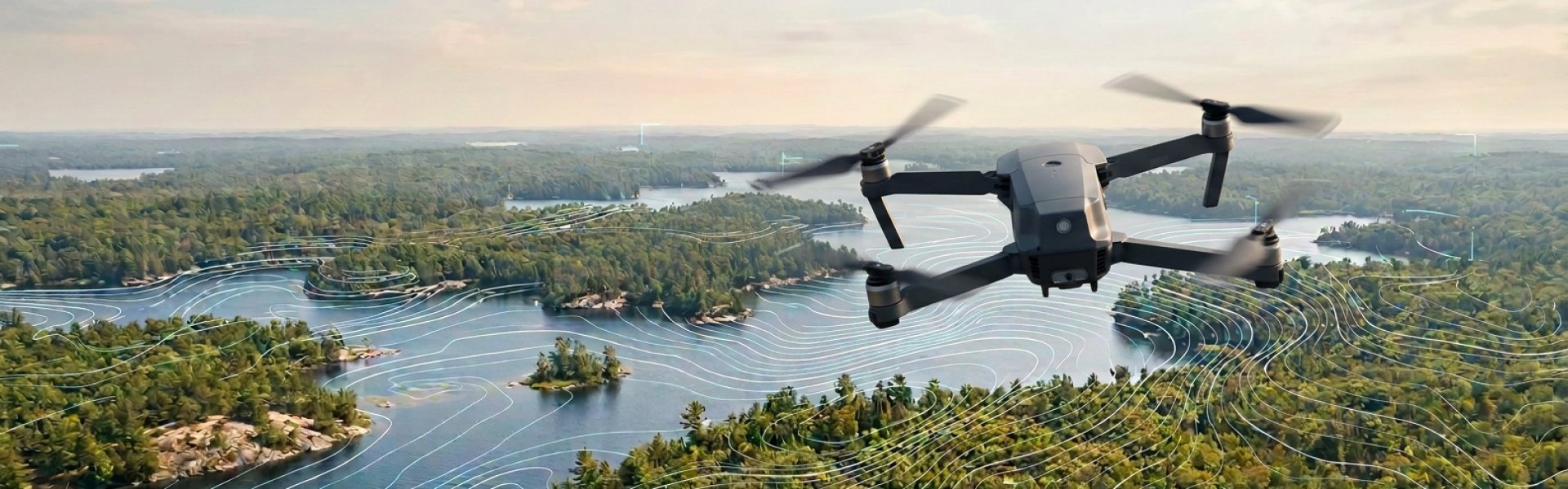 Survey-grade aerial data over lake land areas